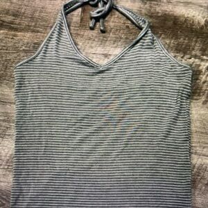 Striped Halter Neck Top - Gray